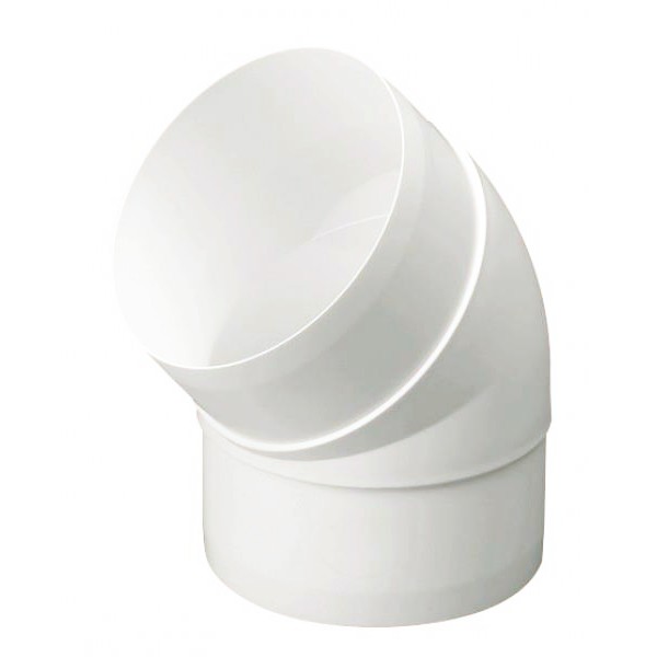 Manrose Round Ducting Pipe 45° Bend 100mm White 44450 at TEW Electrical