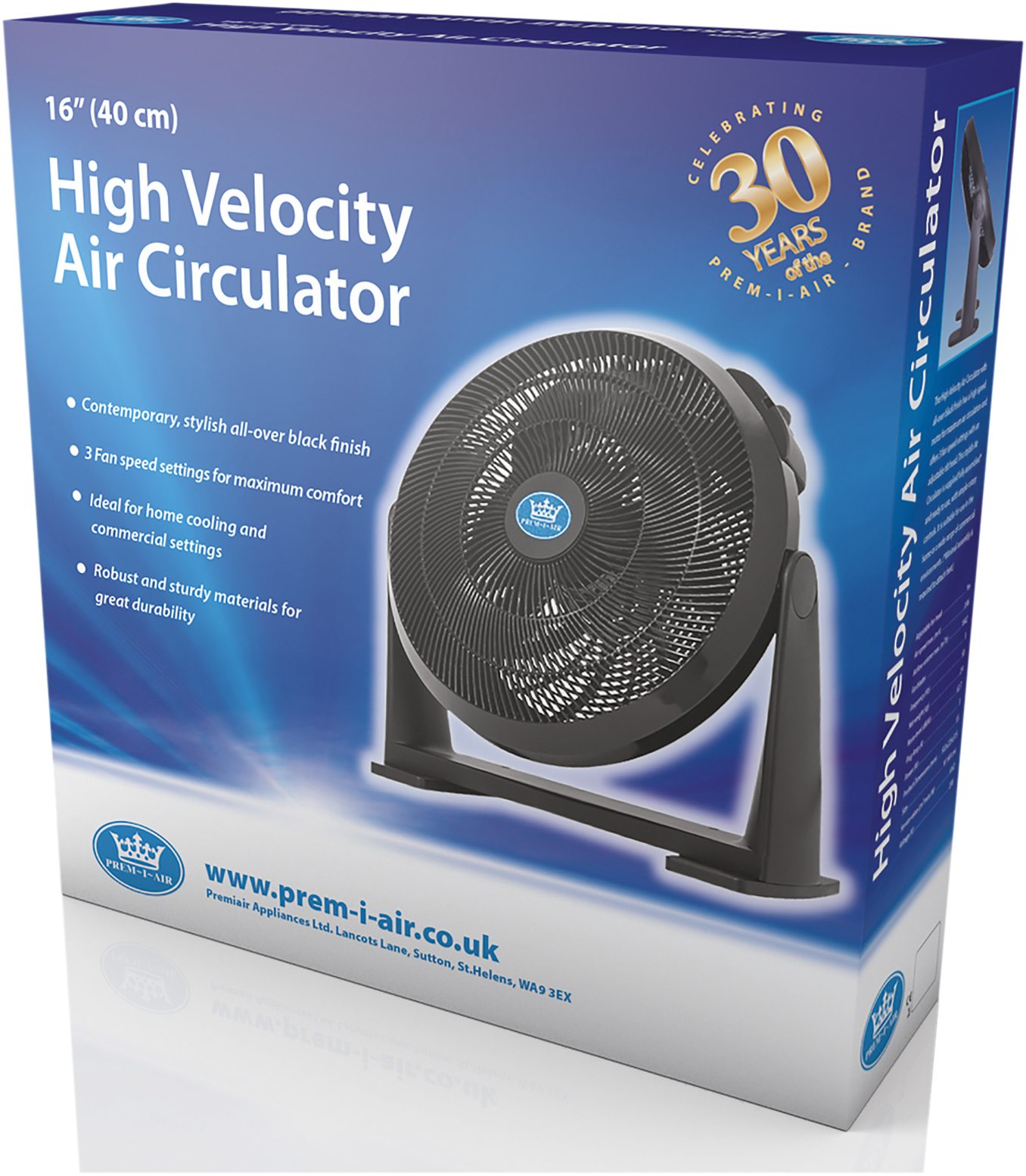16 40 cm Commercial Portable High Velocity Air Circulation Floor Fan 3 Speed Tilting Chrome Finish 