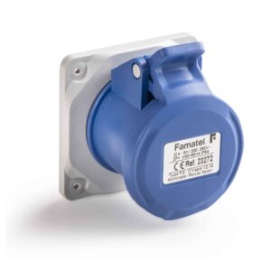 Famatel 32A 3 Pin 240V IP44 Straight Panel Socket - 23272