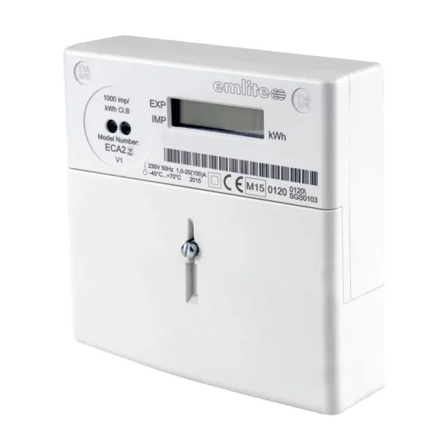 Emlite Single Phase Digital kWh Meter 100A Direction Connection with extended terminal cover - ECA2-MID-ETC