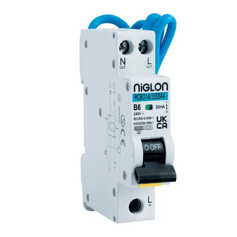 Niglon 6A 30mA Type B SL+N A Type RCBO - RCBO1-6/30SSAX