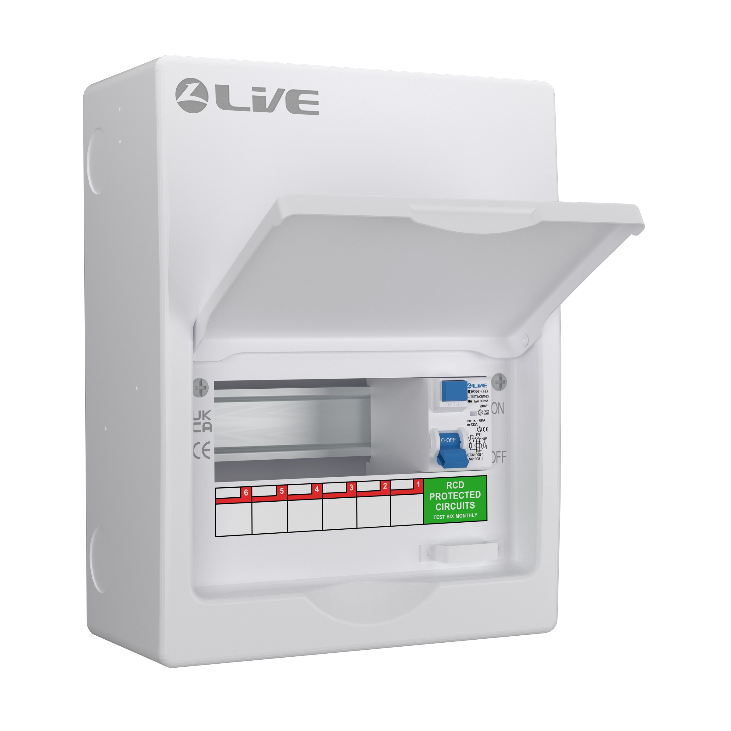 Live Electrical 8 Way Metal Clad Consumer Unit c/w 80A 30mA RCD (6 Usable Ways) - LSMC08-RC80 - Image 2