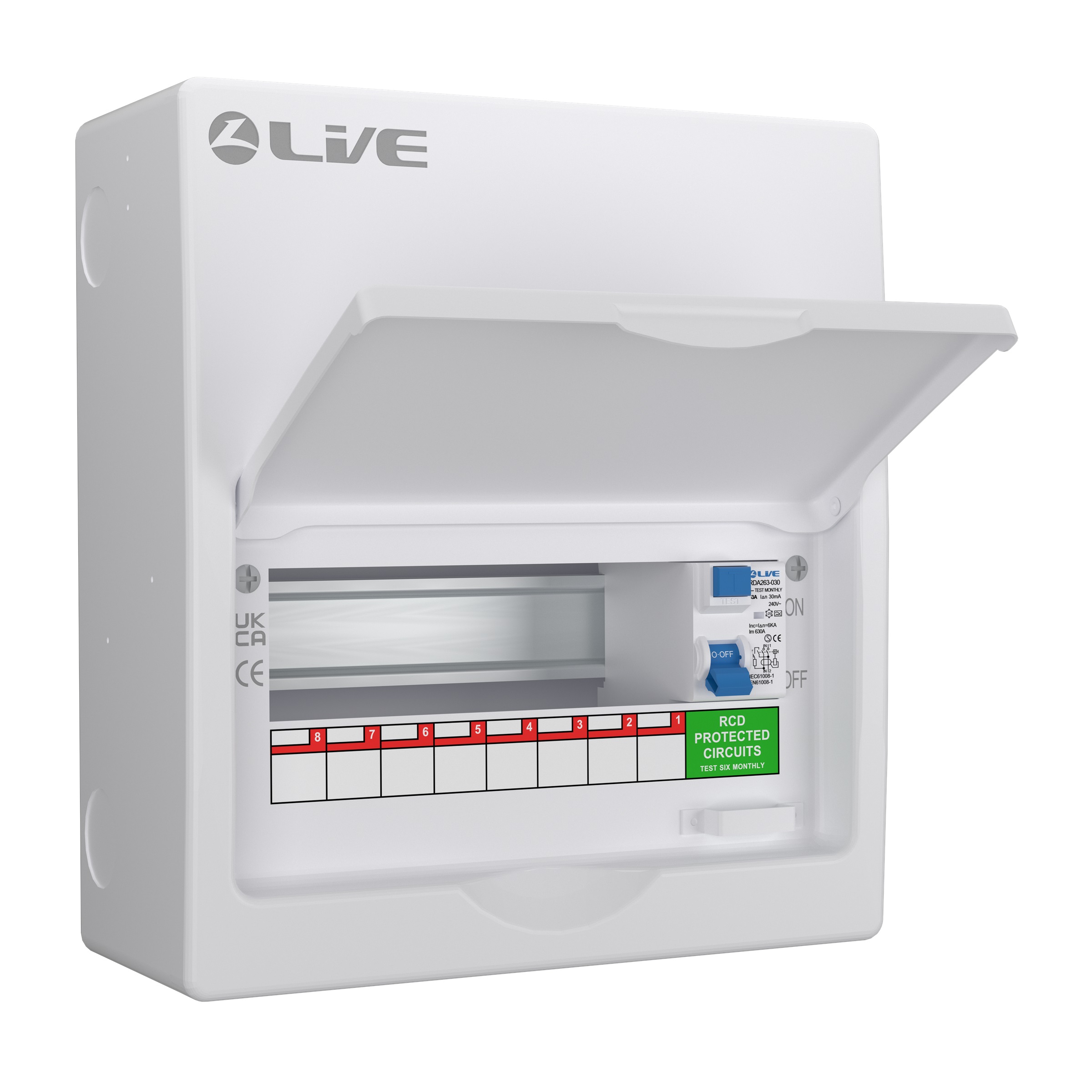 Live Electrical 10 Way Metal Clad Consumer Unit c/w 63A 30mA RCD (8 Usable Ways) - LSMC10-RC63 - Image 2