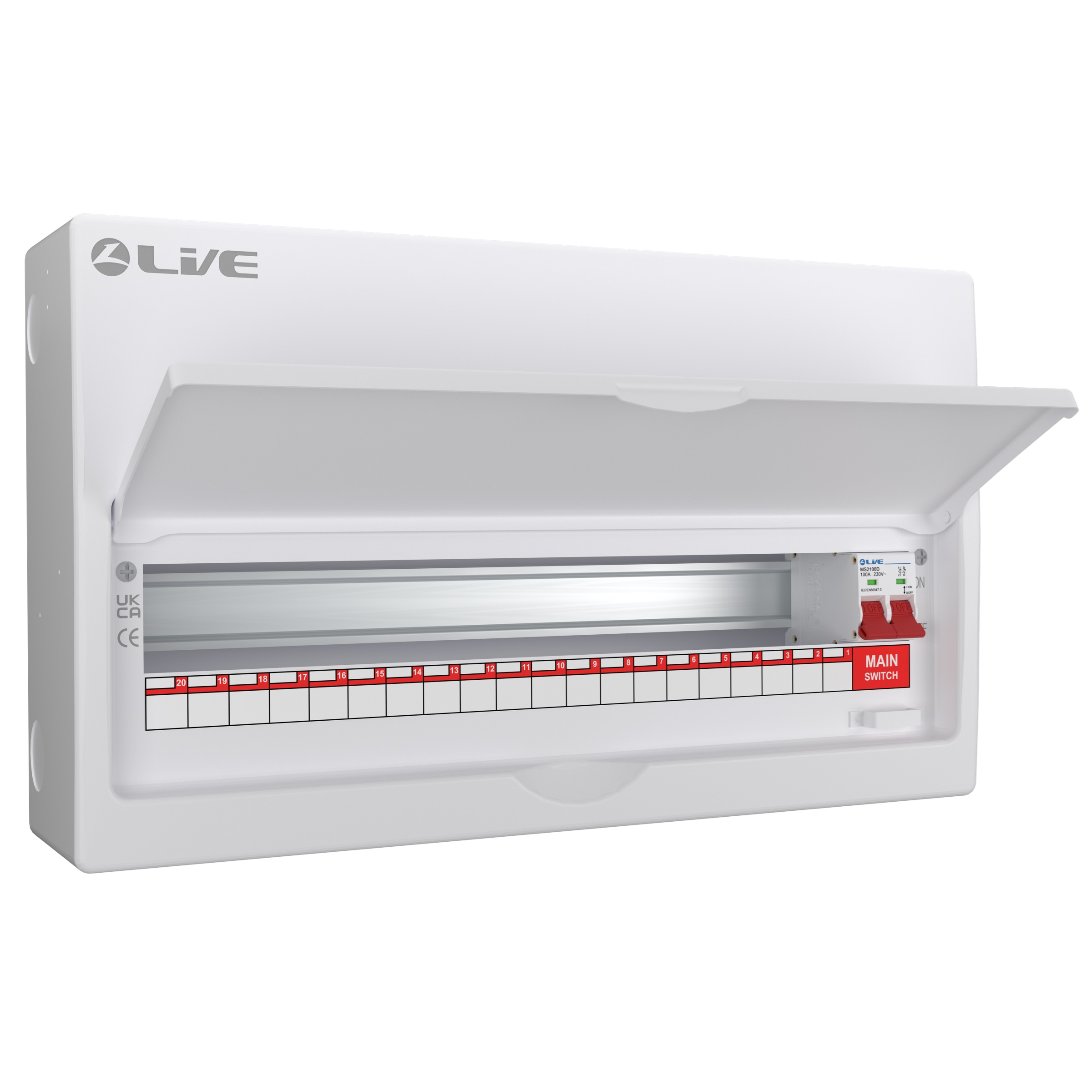 Live Electrical 22 Way Metal Clad Consumer Unit c/w 100A Main Switch (20 Usable Ways) - LSMC22/100 - Image 2