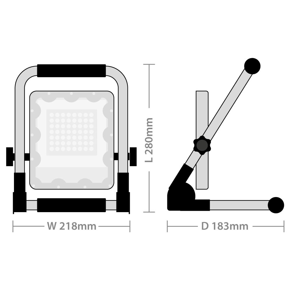Red Arrow Krypton 20W LED Rechargeable Floodlight 6000K IP65 - KRY20 - Image 2