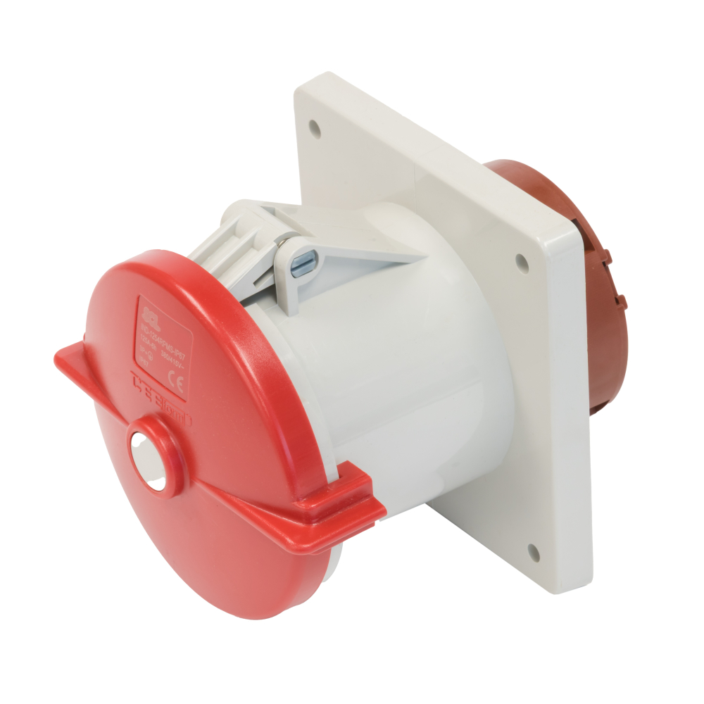 SCL 125A 4 Pin 415V Red IP67 Panel Mount Socket – IND-1254RPMS-IP67