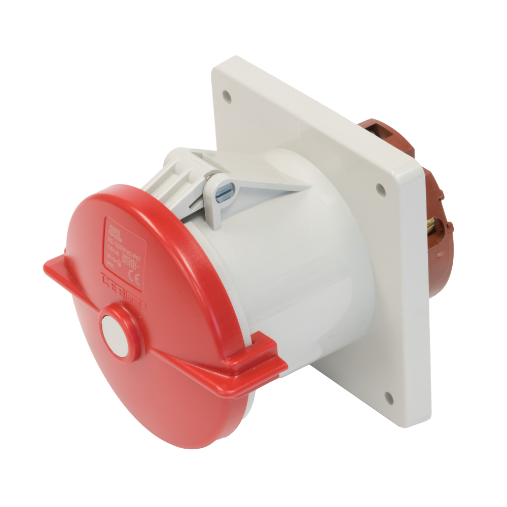 SCL 125A 5 Pin 415V Red IP67 Panel Mount Socket – IND-1255RPMS-IP67
