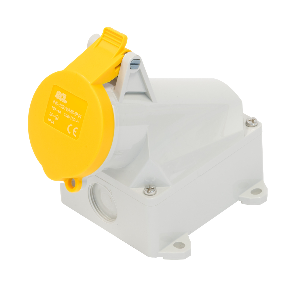 SCL 16A 3 Pin 110V Yellow IP44 Surface Socket - IND-163YWMS-IP44