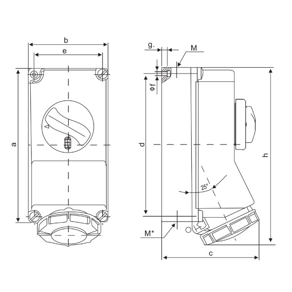 SCL 16A 5 Pin 415V Red IP67 Industrial Interlocked Socket – IND-165RIS-IP67 - Image 2