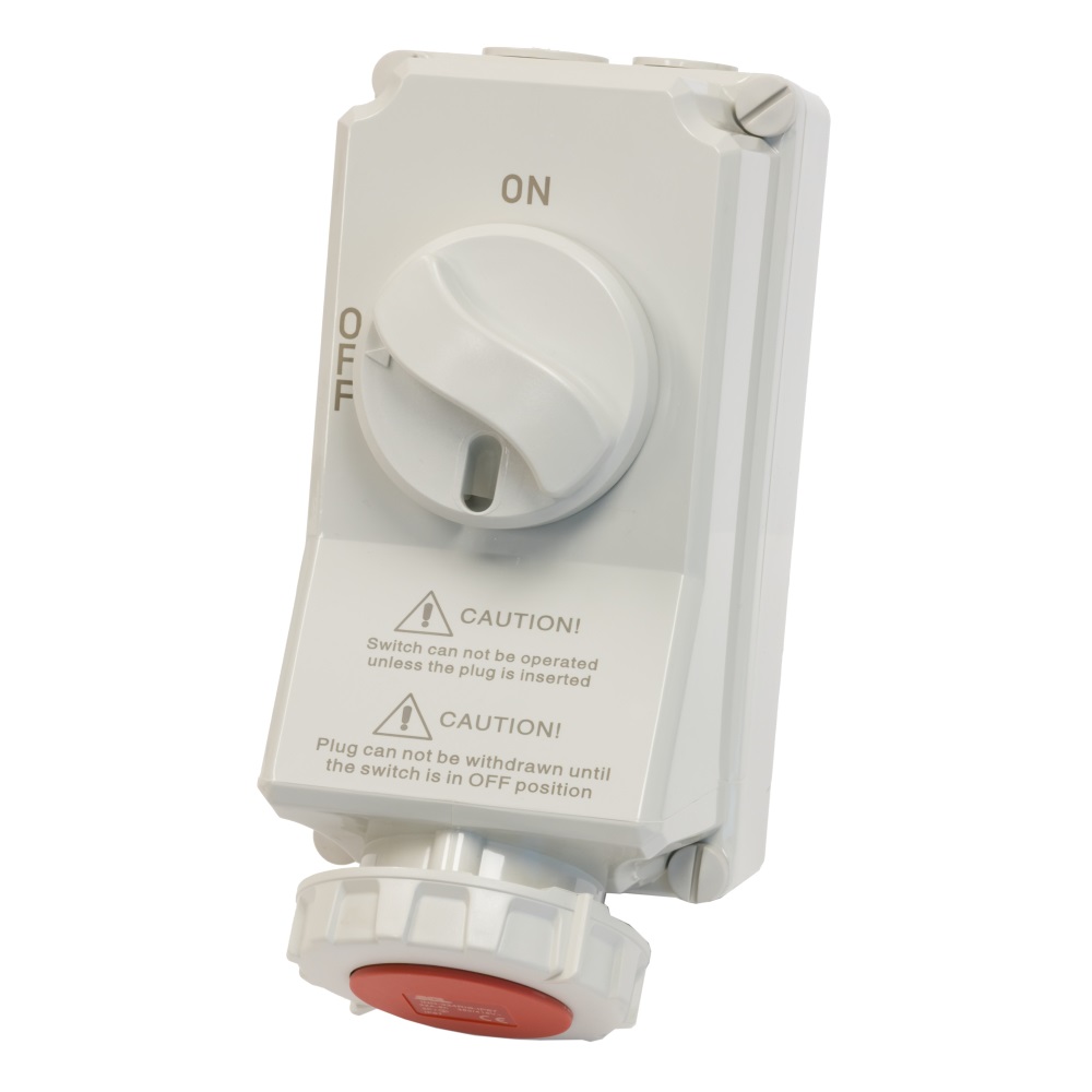 SCL 32A 4 Pin 415V Red IP67 Industrial Interlocked Socket c/w Window – IND-324RIS-IP67