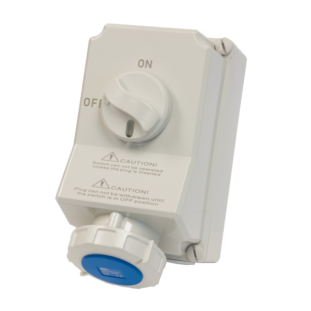 SCL 63A 3 Pin 240V Blue IP67 Industrial Interlocked Socket – IND-633BIS-IP67