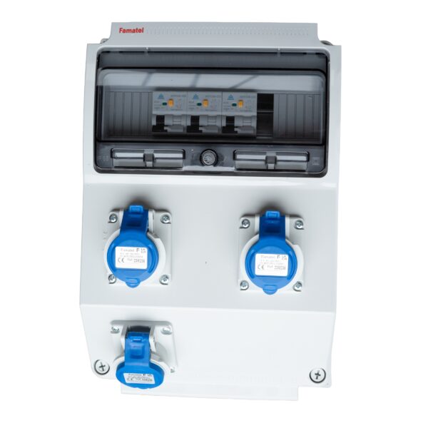 Ip67 Rcbo Famatel 3 Way Hook Up Unit 3 x 16A 2P+E Electronic Interlock Socket ...