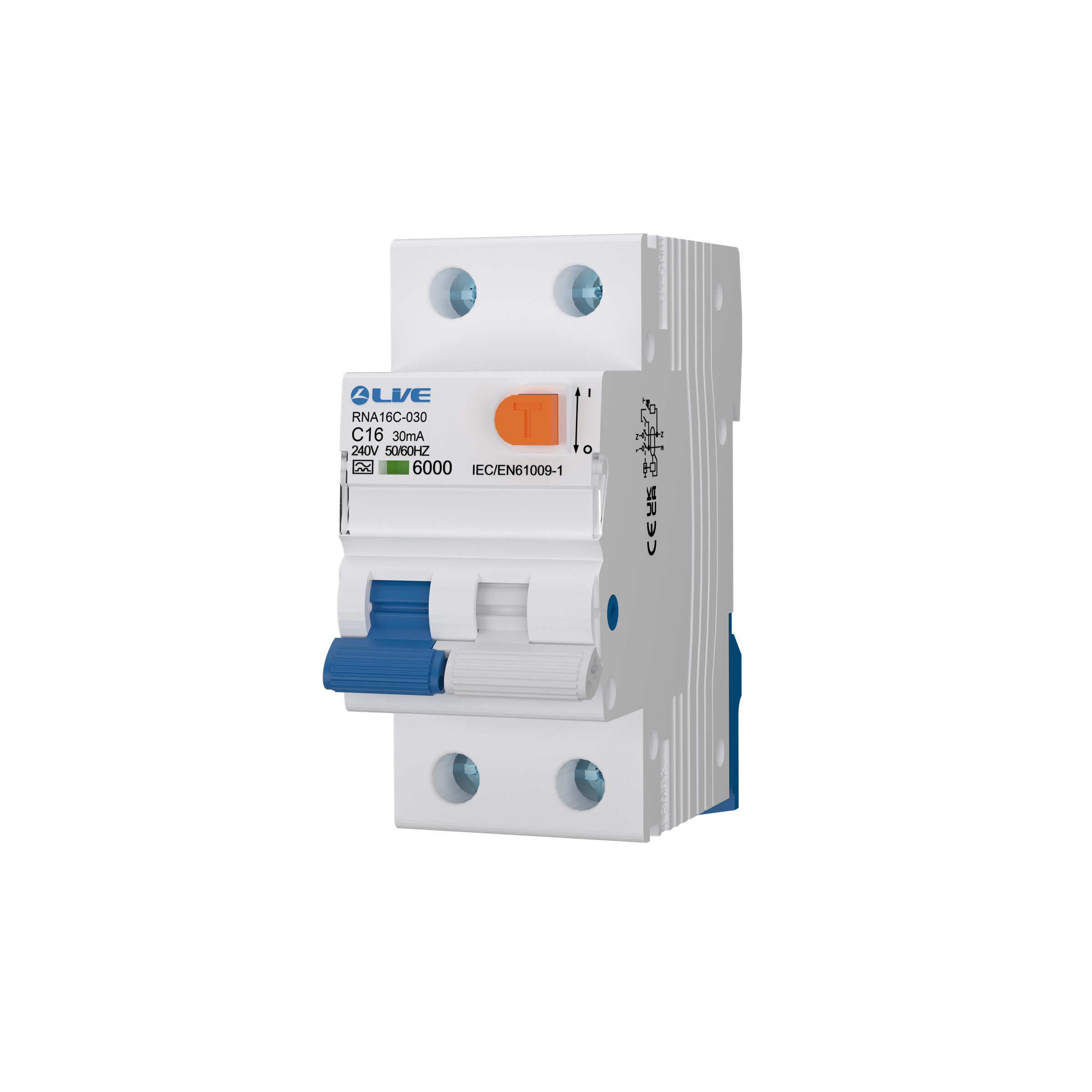 Live Electrical 16A 2 Pole A-Type Bi-Directional RCBO C Curve 6kA – RNA16C-030 - Image 2