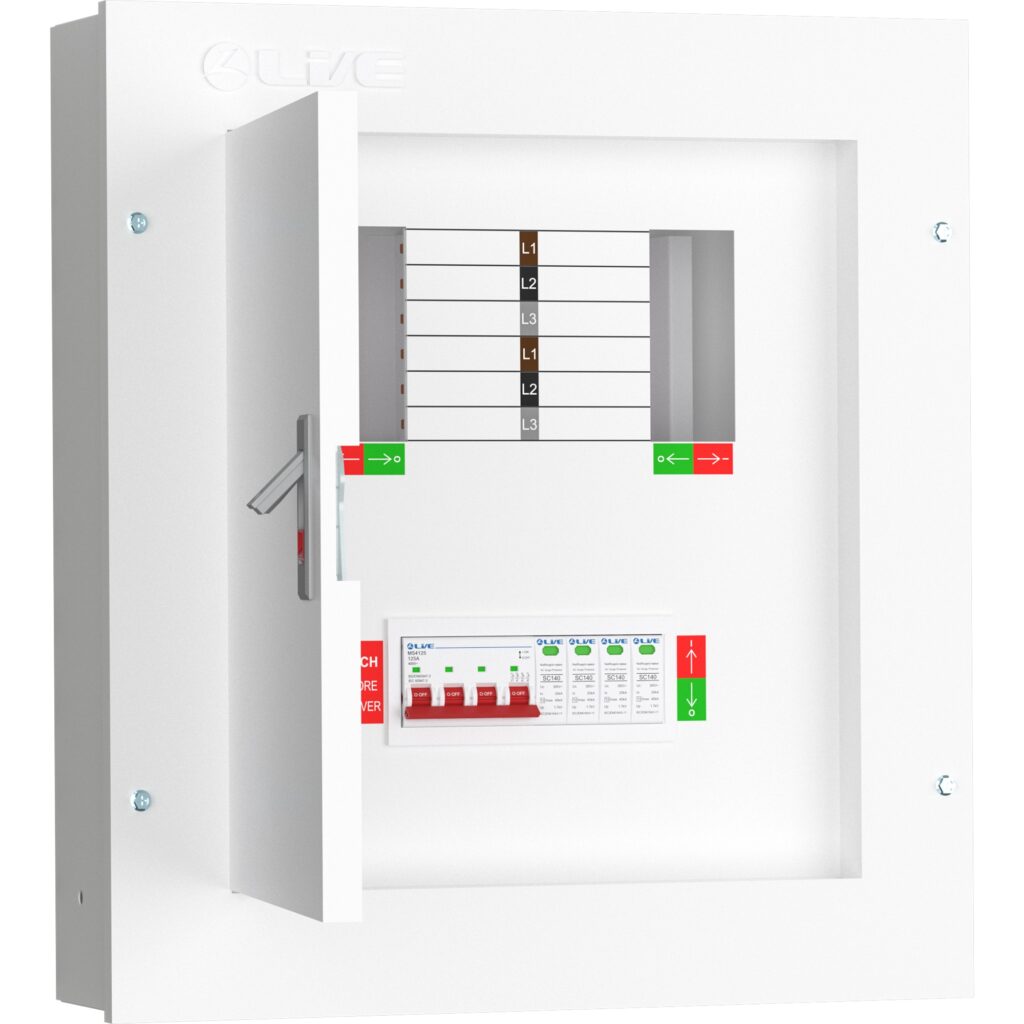 Main Electrical Incomer Live Electrical 4 Way 3 Phase Distribution Board with 4 Pole 125A Main ...