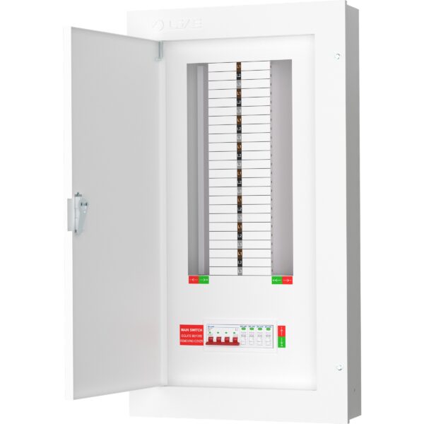 Live Electrical 16 Way 3 Phase Distribution Board with 4 Pole 125A Main ...