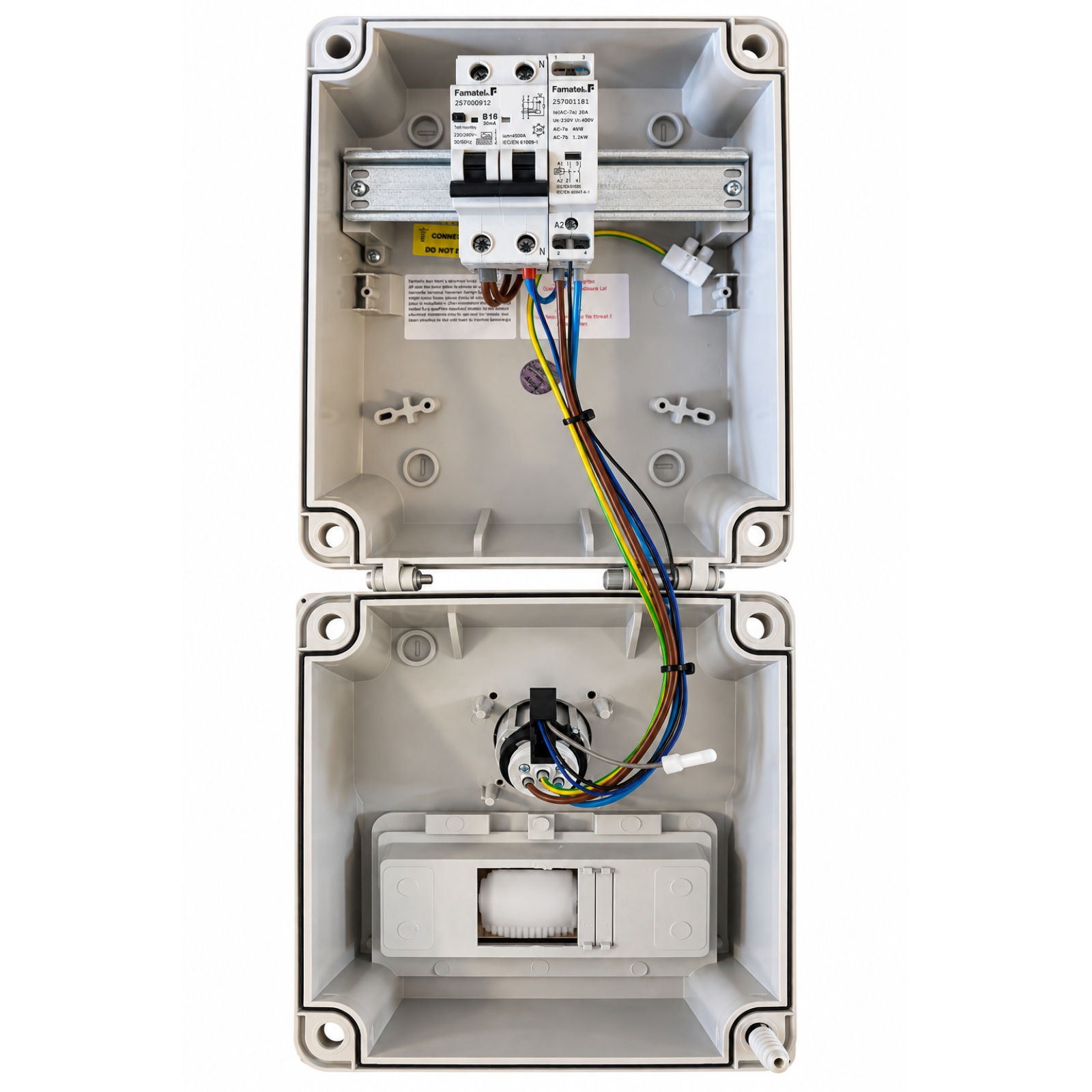 Famatel 1 Way Hook Up Unit 1 x 16A 2P+E Electronic Interlock Socket IP67 1 x 16A RCBO Type A DP 30mA - NSICAV1/67 - Image 7