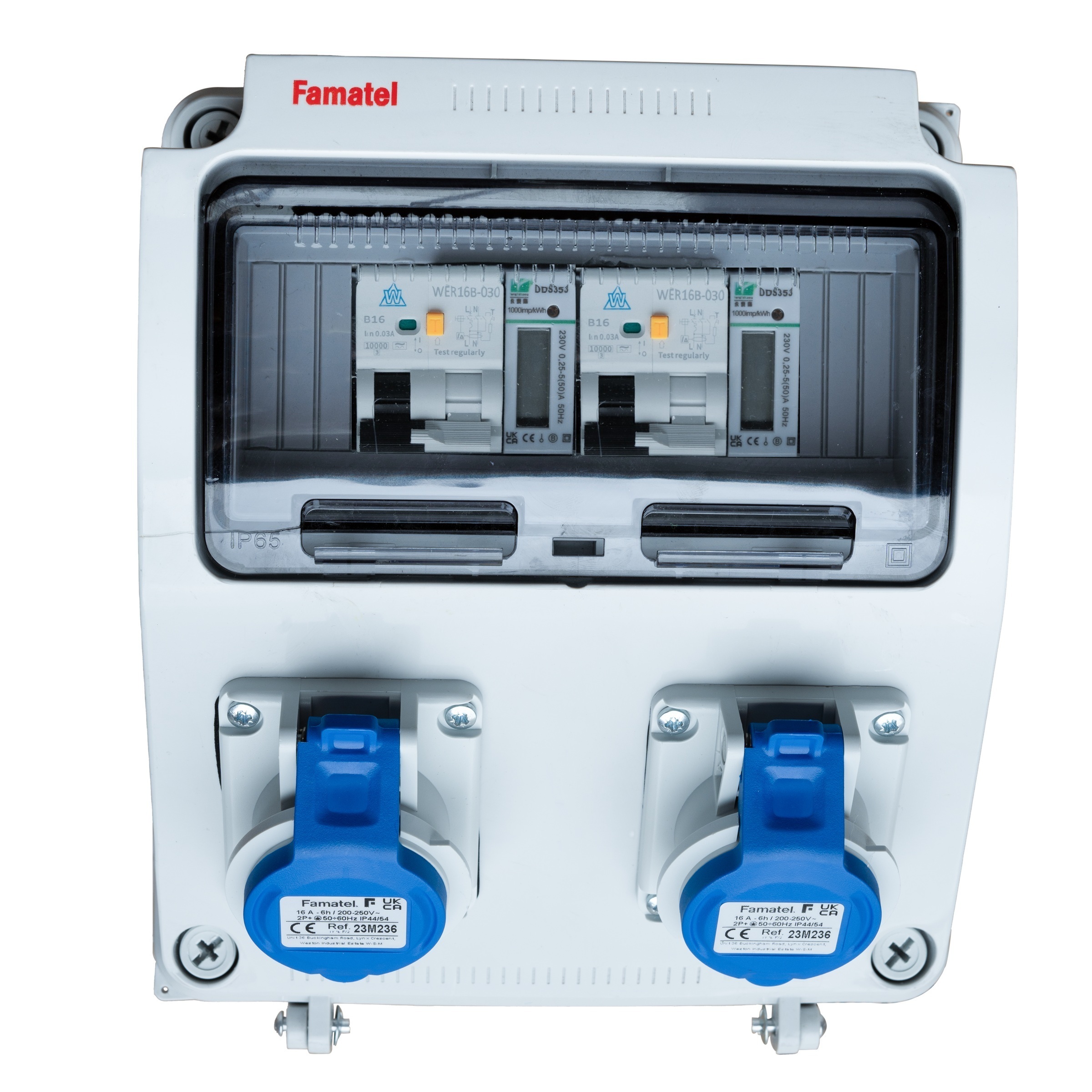Famatel 2 Way Hook Up Unit 2 x 16A 2P+E Electronic Interlock Lockable ...
