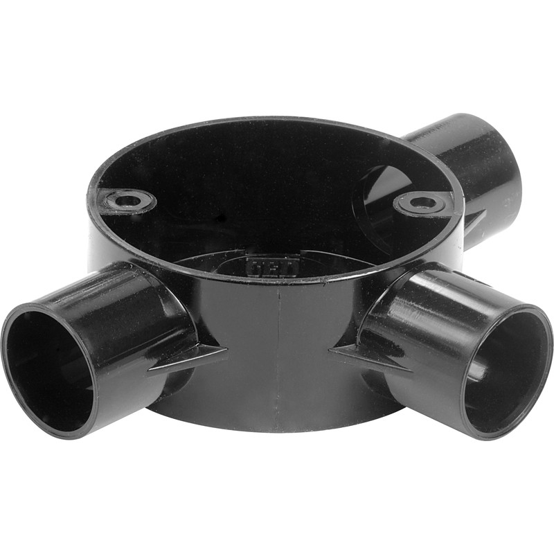 Profix 20mm Conduit Tee Box 3 Way Black - PCF203B
