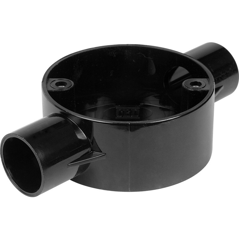 Profix 25mm Conduit Through Box 2 Way Black - PCF252B