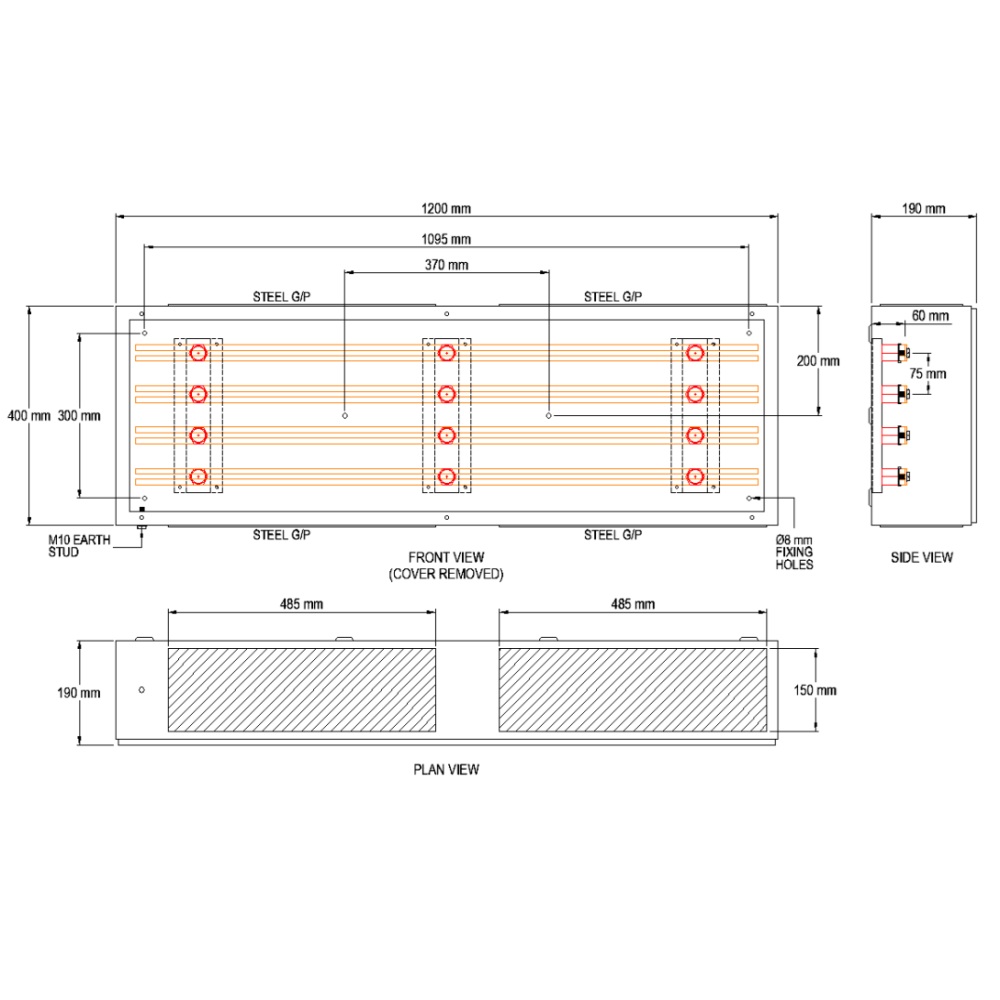 SCL 400A 1200mm Busbar Chamber - CBB400A-1200 - Image 2