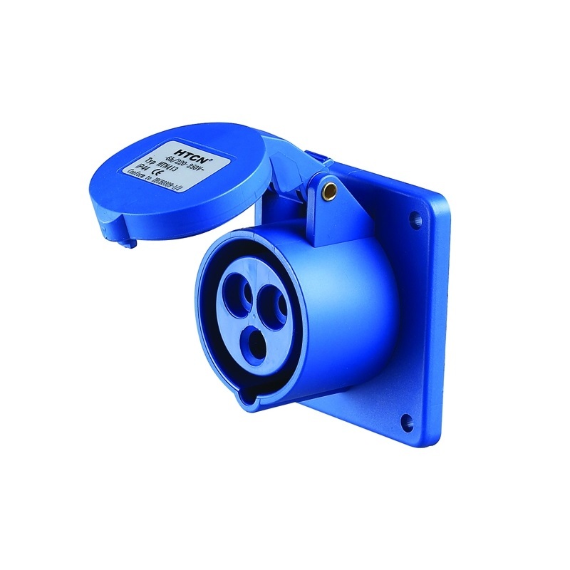 Deligo 32A 3 Pin (2P+E) Blue IP44 Industrial Panel Mount 240V - PMS240-32