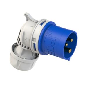 PCE 16A 3 Pin (2P+E) Blue IP44 Industrial Angled Plug 240V - 8013-6