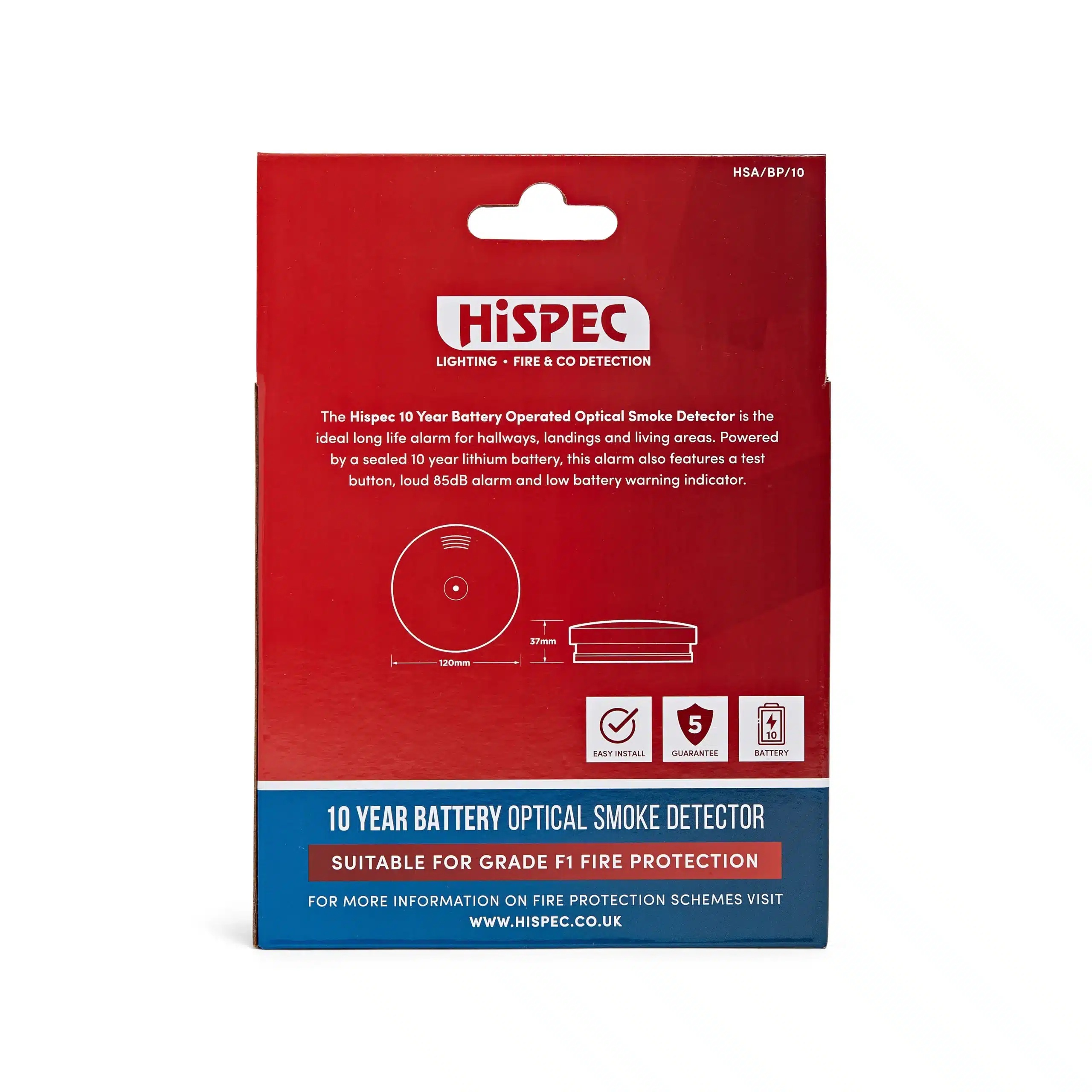 HiSPEC Battery Operated Smoke Detector Powered by a 10 Year Battery - HSA/BP/10 - Image 8