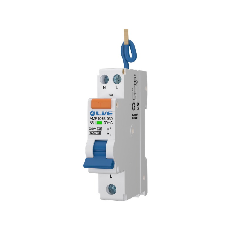 Live Electrical 6A 1 Pole A-Type Bi-Directional Mini RCBO B Curve 6kA – AMR106B-030 - Image 2