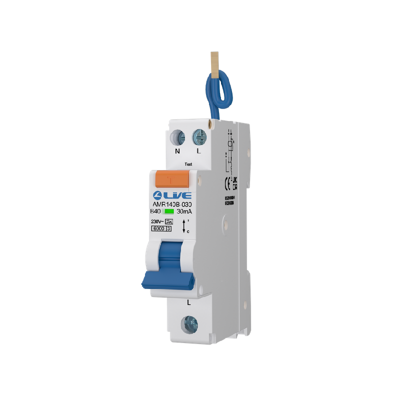 Live Electrical 40A 1 Pole A-Type Bi-Directional Mini RCBO B Curve 6kA – AMR140B-030 - Image 2