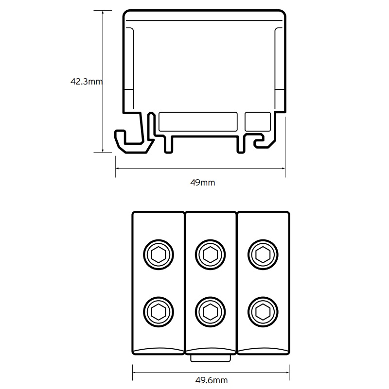Niglon 125A TP Power Distribution Block Grey - DIN-PB125G3 - Image 2