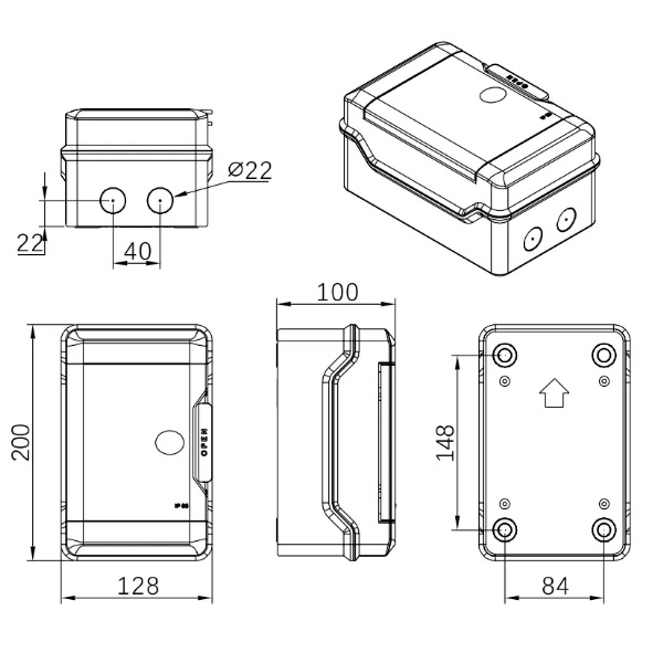 Echo Industries 4 Module IP65 Weatherproof Enclosure 200 x 128 x 100mm - EBW4 - Image 10