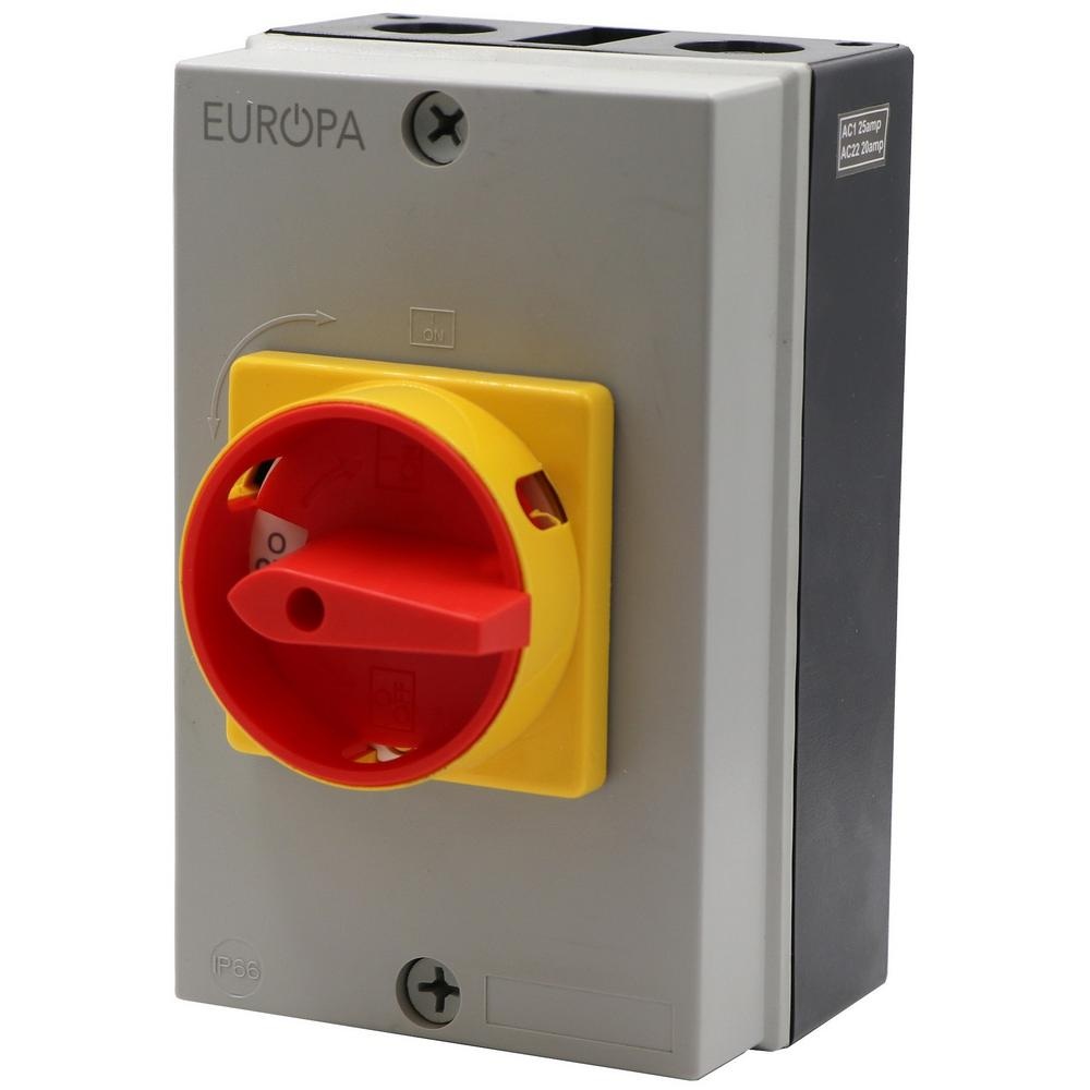 Europa 32A 3P+SN Lever Arm Enclosed Switch Disconnector IP66 - LB323PSNL