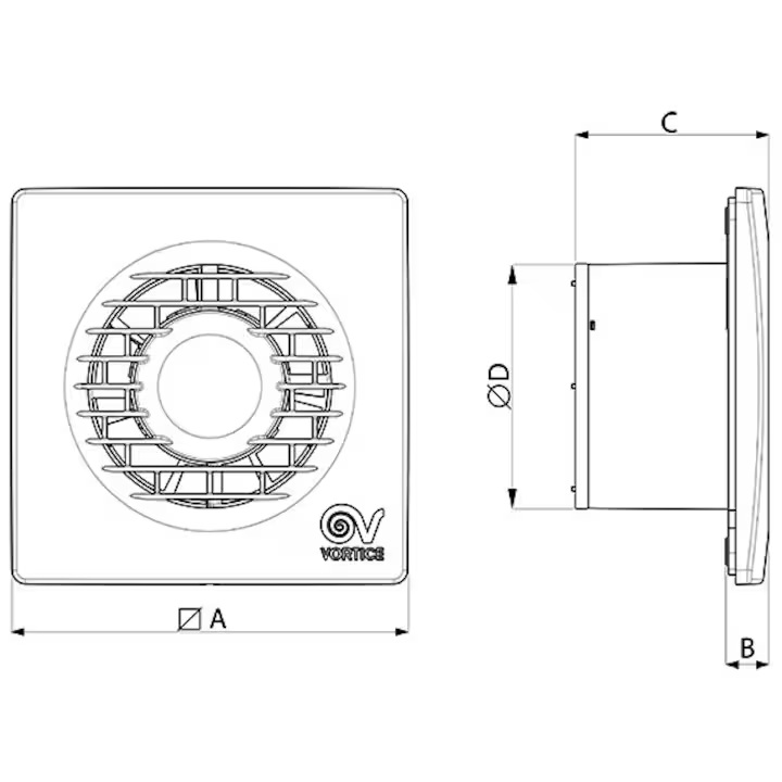 Vortice Axial Bathroom 100/4″ Fan with Integral Backdraught Shutter and Timer Black - 10127 - Image 3