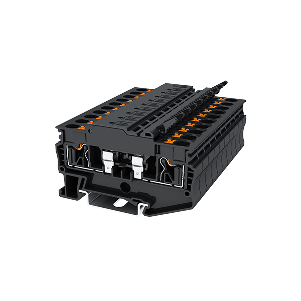 Dinkle Din Rail Fuse Terminal (5x20mm) Black 4mm Push In Spring Clamp - DP4N-TFH