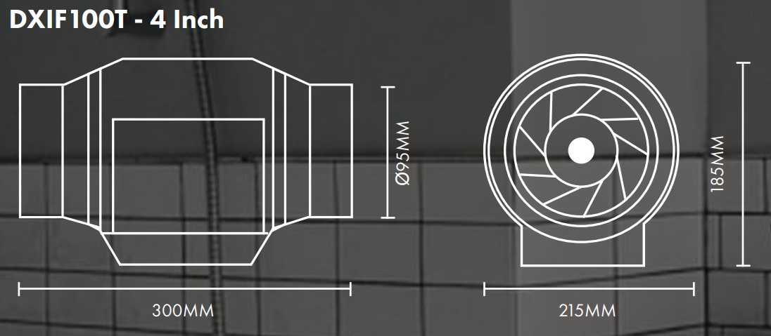 dexPro Delux Inline Duct Fan 4’’ with Timer IPX4 White - DXIF100T - Image 3