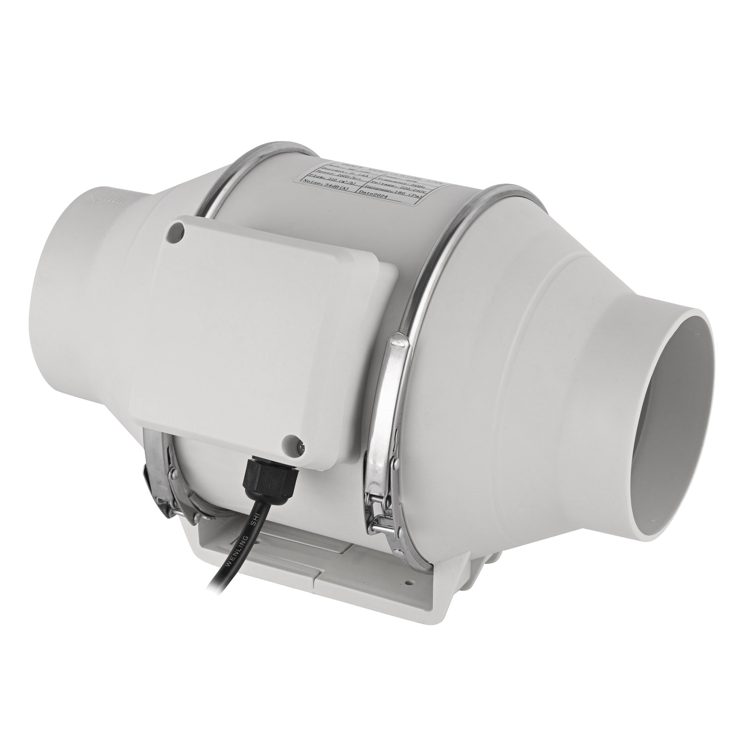 dexPro Delux Inline Duct Fan 4’’ with Timer IPX4 White - DXIF100T