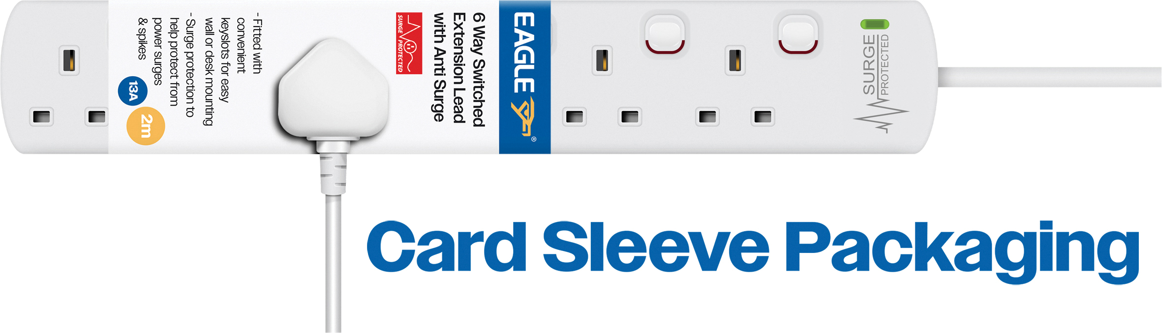 Eagle 6 Gang Individually Switched Anti-Surge Extension Lead with Neon White - E227DW - Image 7