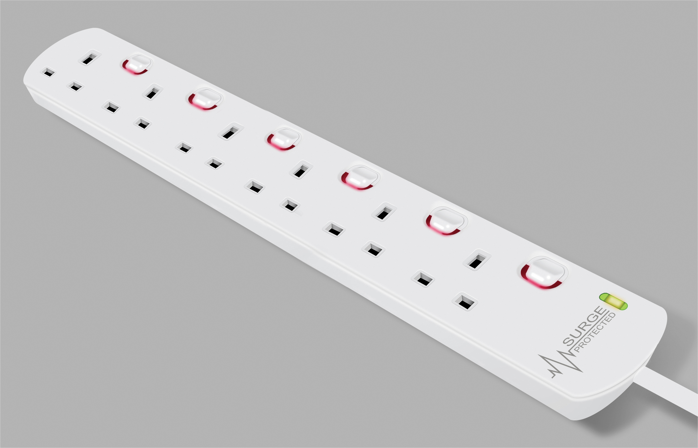 Eagle 6 Gang Individually Switched Anti-Surge Extension Lead with Neon White - E227DW - Image 8