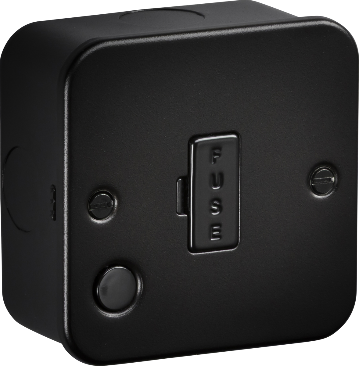 Knightsbridge Metalclad 13A Unswitched Fused Spur with Flex Outlet Textured Sand Black Finish - M6000FTB