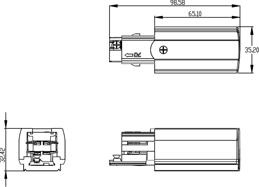 Knightsbridge K-LINE 230V 3-Circuit Track Power Feed Right Connector Black - KLPFRBK - Image 2