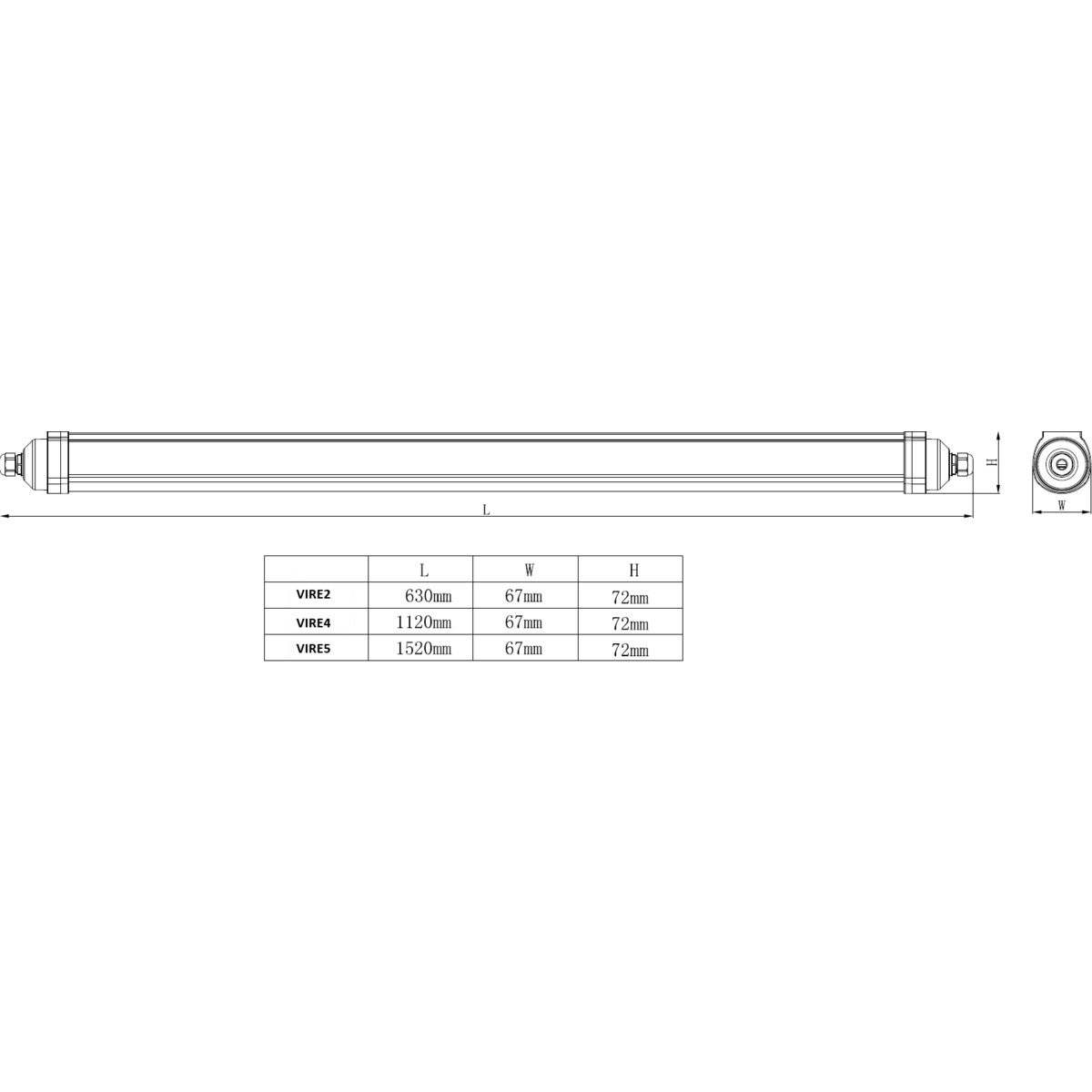 Knightsbridge VIRE 230V IP65 IK08 2ft 10W CCT Tri-Proof Batten - VIRE2 - Image 2