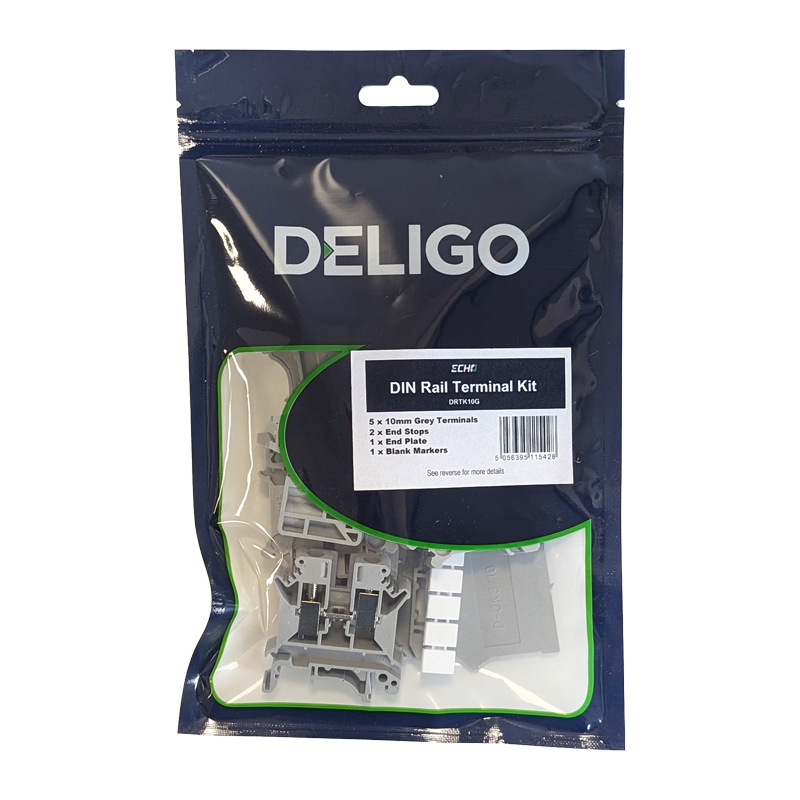 Echo 5 x 10mm Grey DIN Rail Terminal Kit - DRTK10G - Image 2
