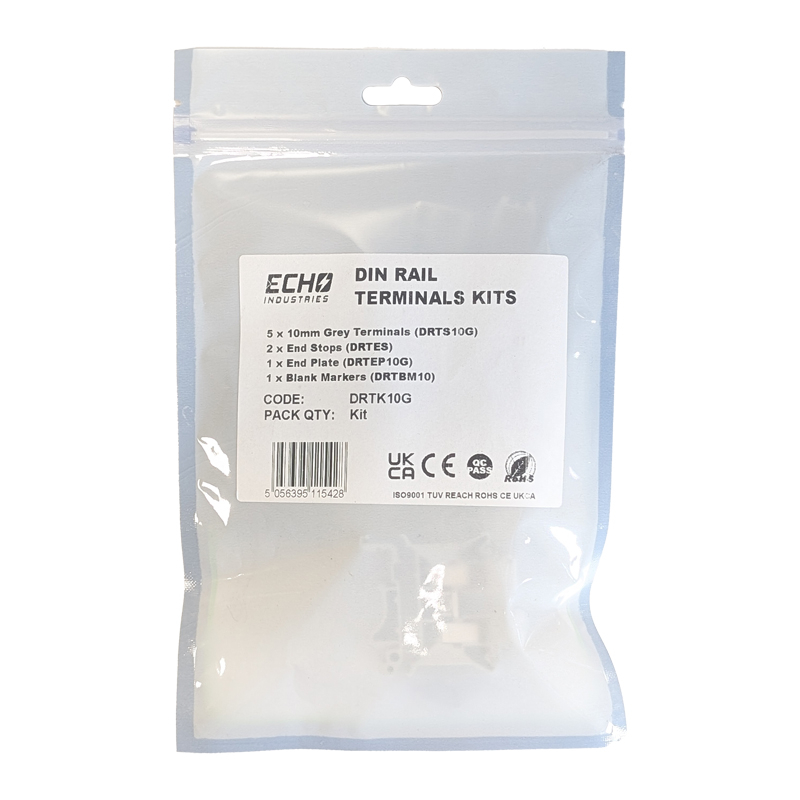 Echo 5 x 10mm Grey DIN Rail Terminal Kit - DRTK10G - Image 3