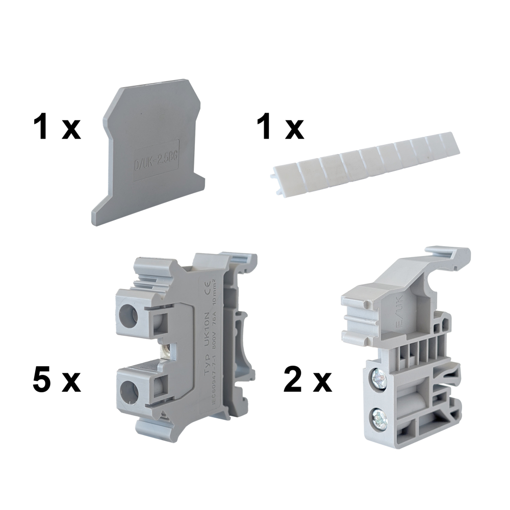 Echo 5 x 10mm Grey DIN Rail Terminal Kit - DRTK10G