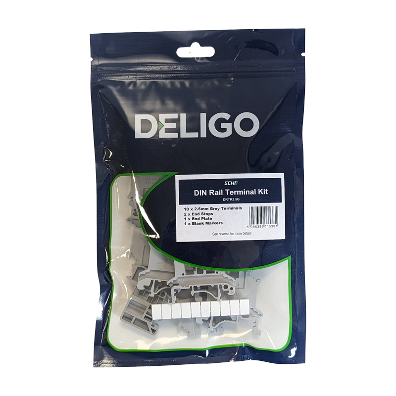 Echo 10 x 2.5mm Grey DIN Rail Terminal Kit - DRTK2.5G - Image 2