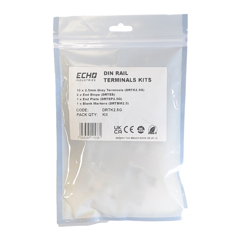 Echo 10 x 2.5mm Grey DIN Rail Terminal Kit - DRTK2.5G - Image 3