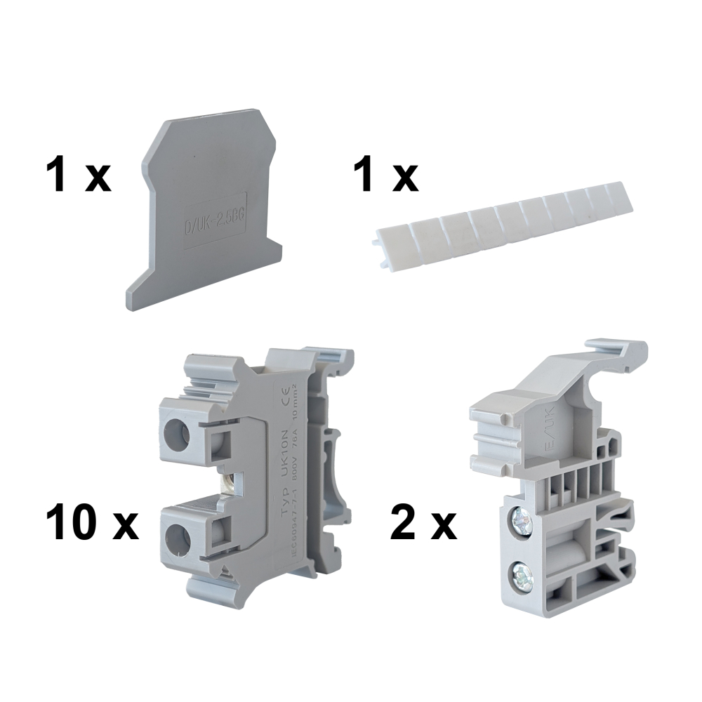 Echo 10 x 2.5mm Grey DIN Rail Terminal Kit - DRTK2.5G