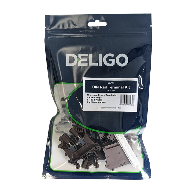 Echo 10 x 4mm Brown DIN Rail Terminal Kit - DRTK4BR - Image 2