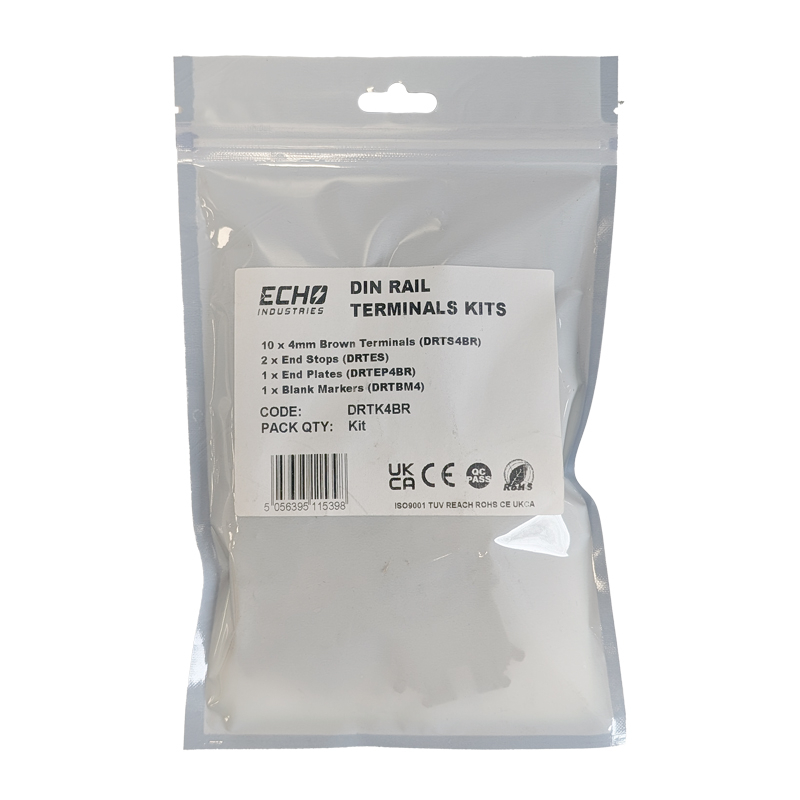 Echo 10 x 4mm Brown DIN Rail Terminal Kit - DRTK4BR - Image 3