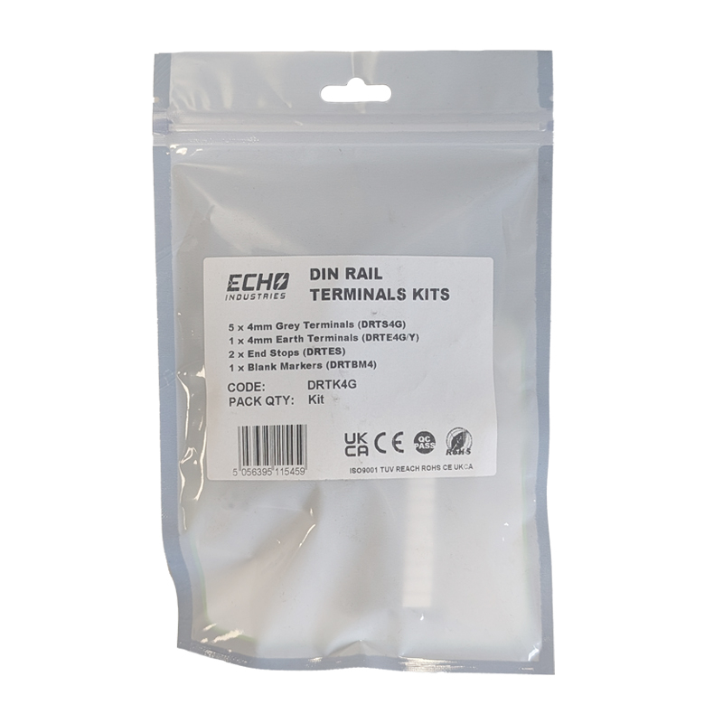 Echo 5 x 4mm Grey DIN Rail Terminal Kit - DRTK4G - Image 3
